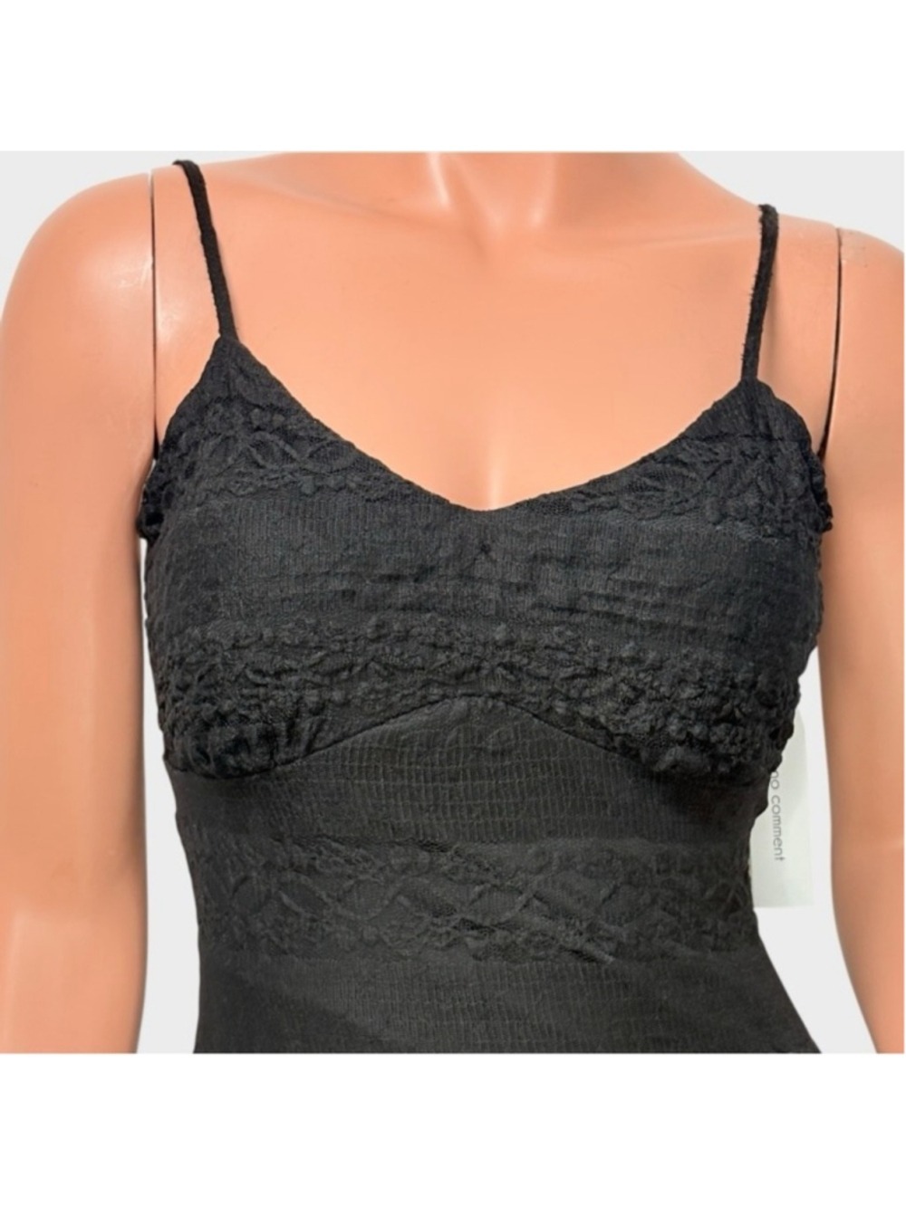 90s Deadstock Black Lace Mesh Midi Dress Asymmetrical Hanky Hem M Fairy Grunge - Picture 6 of 13